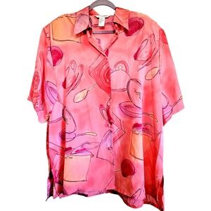 Beverly Rose Miami Women's 4XL Pink/Purple Vintage Blouse Should. Pads NWT‎